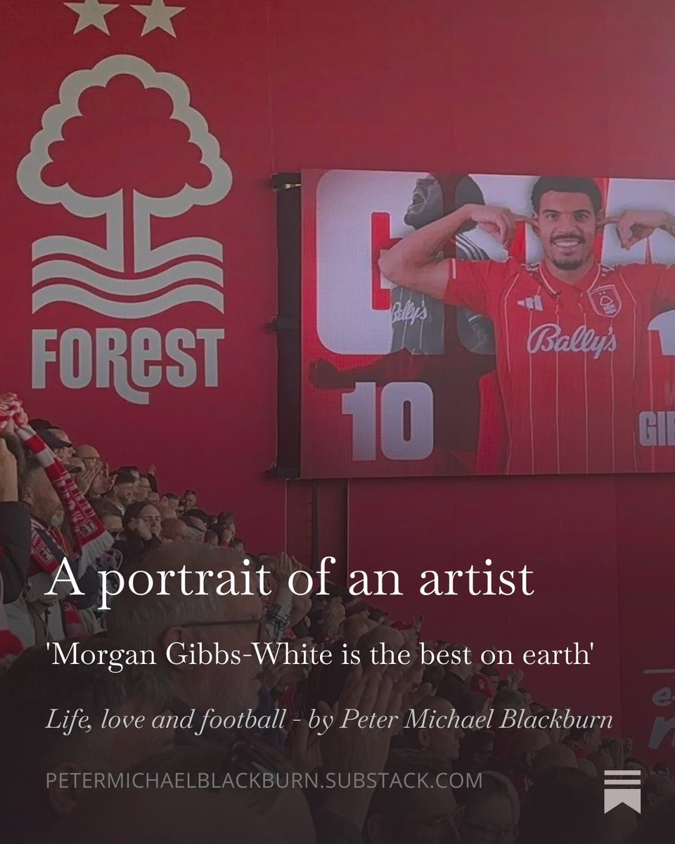 Through grief and adversity Morgan Gibbs-White has given #nffc hope of Premier League survival + European glory. This is the tale of a leader, team-mate and talisman driven by his points to prove, the struggles of his pals + a special bond with fans.

petermichaelblackburn.substack.com/p/a-portrait-o…