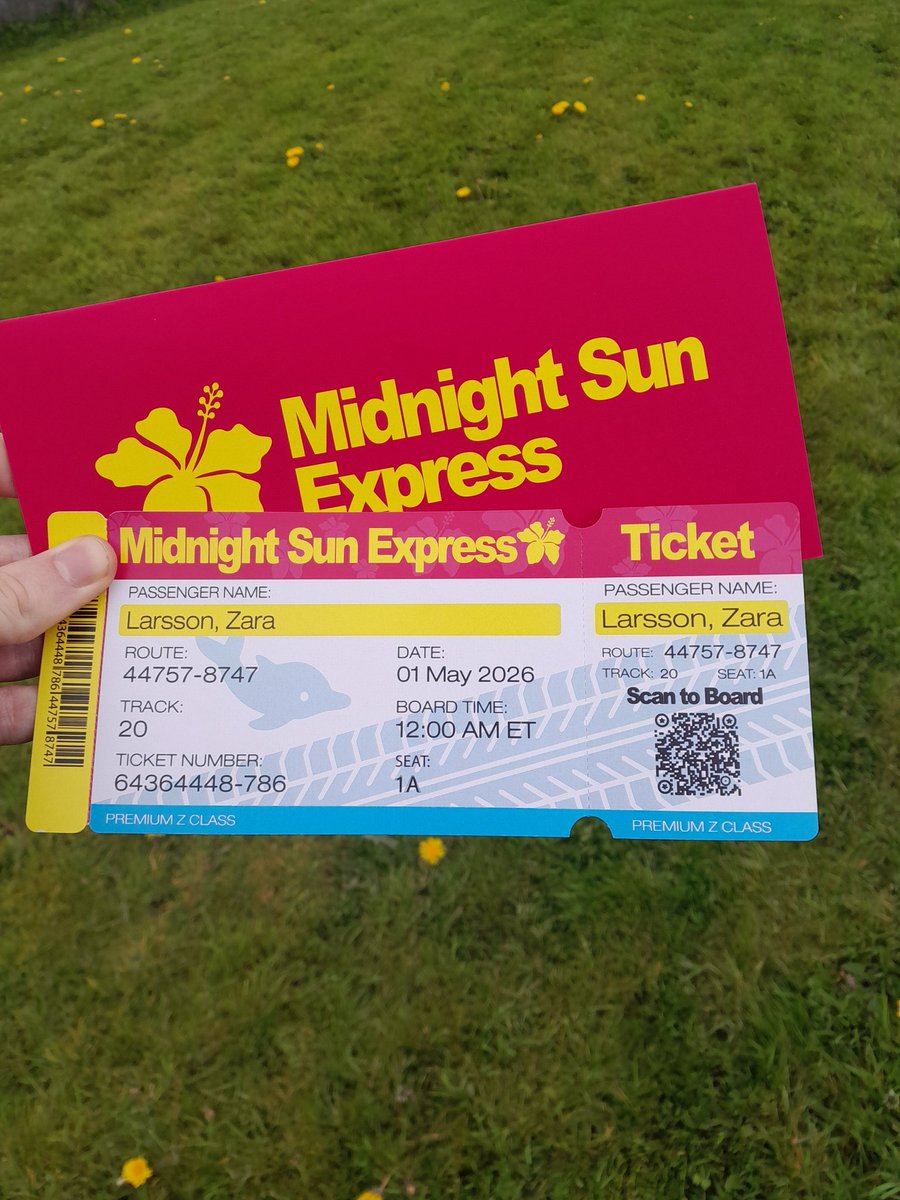 newszlarsson's tweet photo. Our Girls Trip begins soon and we've got our tickets... do you have yours? ✨️🎟 

Thanks so much to @TG4FRED, @zaralarsson and her team for sending us our ticket for the Midnight Sun Express! We're so incredibly grateful to have recieved this and we can't wait for next week! 🫶 https://t.co/3nMVStmCux