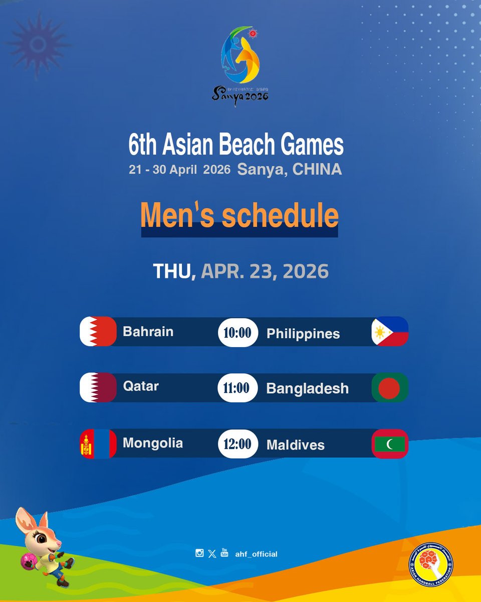 Ahf__official's tweet image. Day 2️⃣ ..Men’s Handball | Matches 🤾 🏖️

6th Asian Beach Games - Sanya 2026 

#asiangames