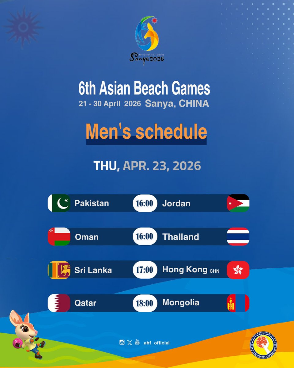 Ahf__official's tweet image. Day 2️⃣ ..Men’s Handball | Matches 🤾 🏖️

6th Asian Beach Games - Sanya 2026 

#asiangames