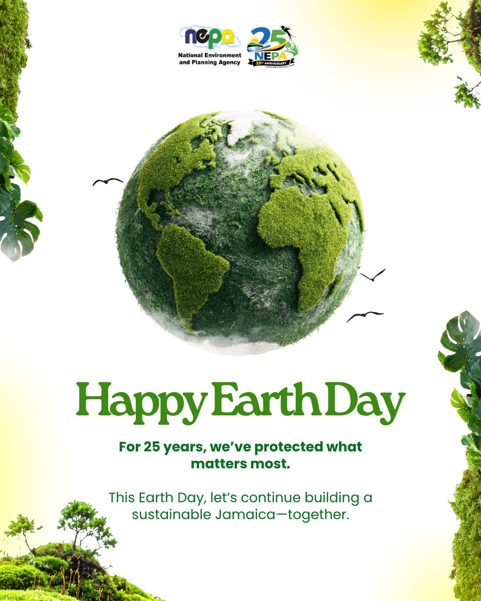 nepajamaica's tweet photo. This Earth Day, we’re reminding you that every decision matters, 
from how we treat our environment to how we plan our communities.

At NEPA, we work every day to protect Jamaica’s natural resources and guide sustainable development for Jamaica’s future.

#NepaJamaica #EarthDay https://t.co/PzQrrpRvLF