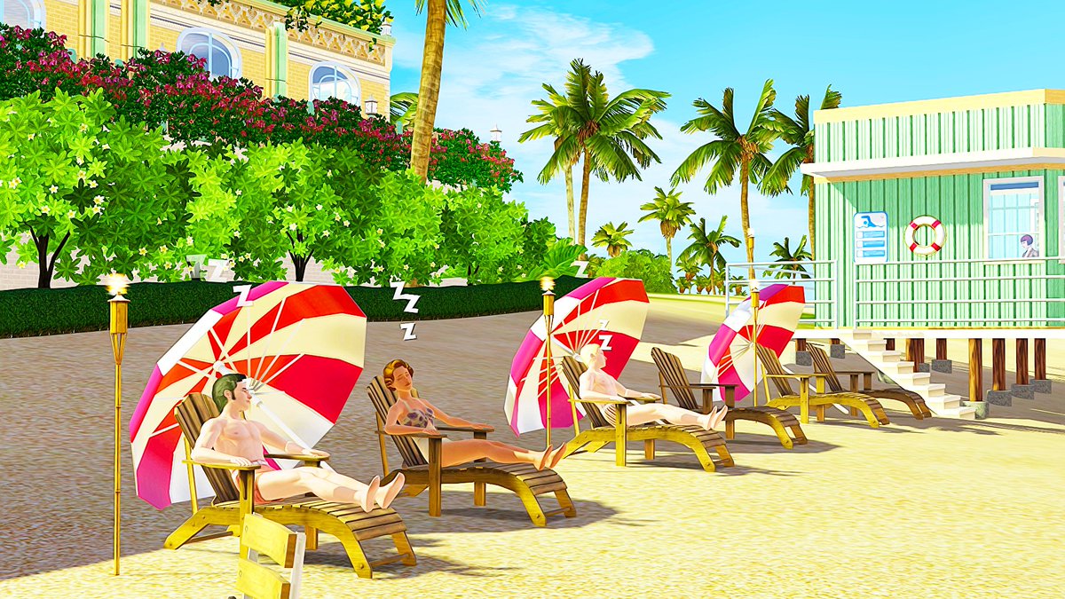 The last day of their resort vacation had been an eventful one.

That morning, George decided to go sailing in his small boat, then joined his family who were sunbathing &amp; trying to get that golden bronze tan they saw in the magazines lately.

#TheSims3 #TheSims