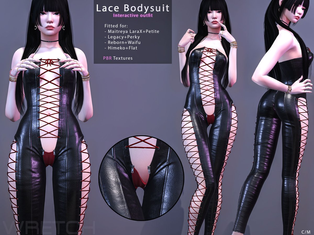 WretchSL's tweet photo. Interactive outfit
Lace Bodysuit fitted for Legacy + Perky, LaraX + Petite, Reborn + Waifu, Himeko + Flat

PBR textures only
https://t.co/23KrJOPru0 https://t.co/dNVZpvqgFI