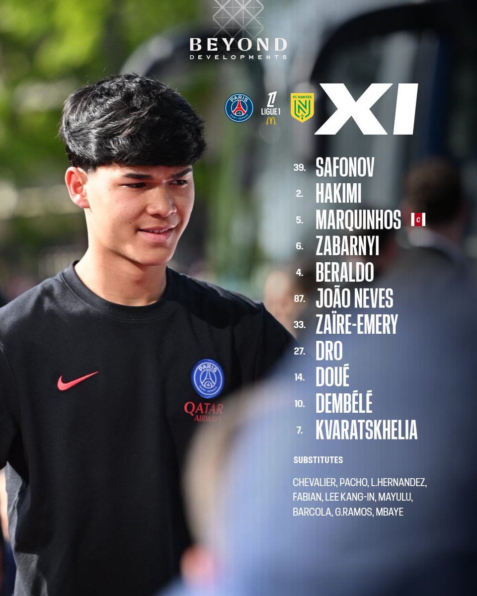 Notre XI de départ pour ce match contre le FC Nantes 📋

#PSGFCN
