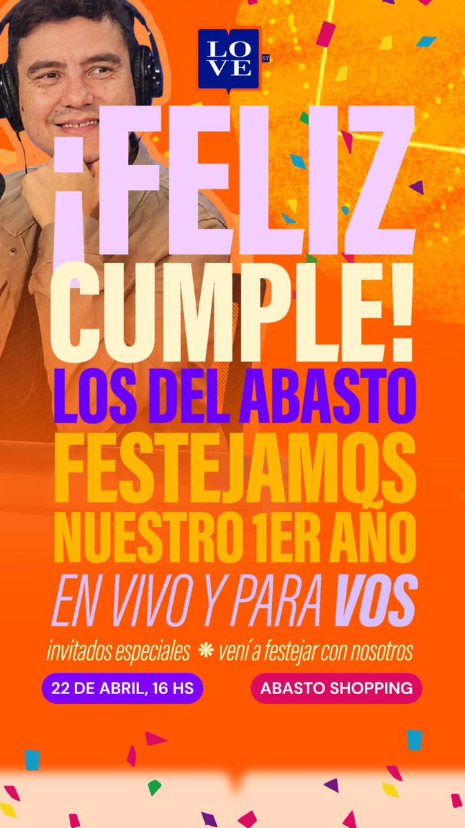 HOY ESTAMOS CELEBRANDO EL PRIMER AÑO DE “LOS DEL ABASTO” 

VENGAN AL ESTUDIO DENTRO DEL SHOPPING ABASTO 

SHOWS EN VIVO: 
> LA CUMPARSITA ROCK 72 
> FELIPE BARROSO 
> NICO MATTIOLI 

> SORTEO ENTRADAS RICARDO ARJONA 

16 HS. SECTOR PATIO DE COMIDAS 
POR YOUTUBE <a href="/somoslovest/">LOVE/ST</a>