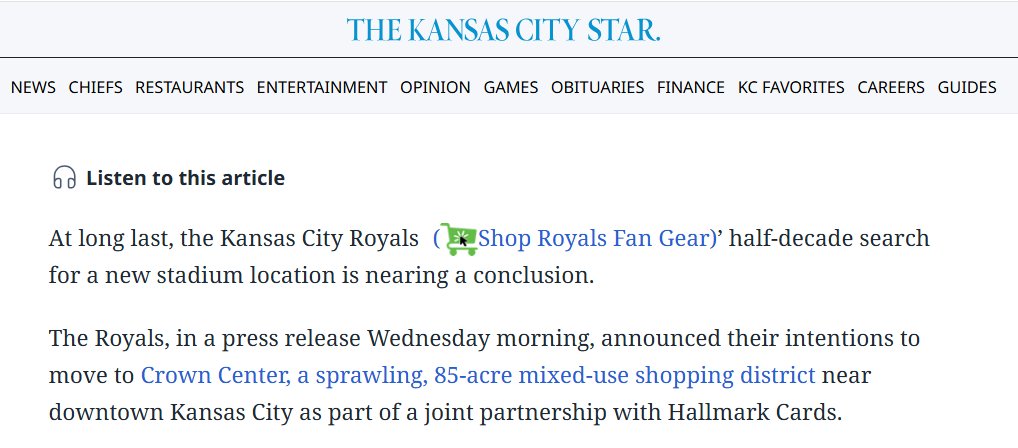 oh boy i can't wait to read the first sentence of my hometown newspaper's (🛒Shop Royals Fan Gear) story about a huge city development