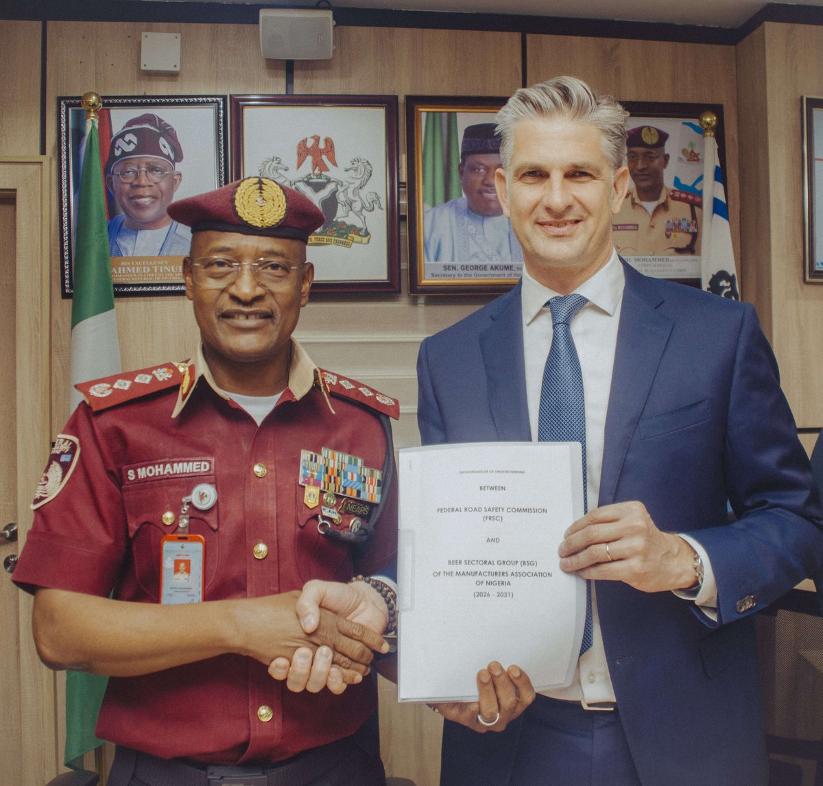cmcconnect's tweet photo. The Beer Sectoral Group &amp; the Federal Road Safety Corps have officially extended their partnership for another five years!

This reinforces a joint mission to tackle drink-driving, enhance enforcement &amp; promote responsible alcohol consumption nationwide

#strategicpartnership https://t.co/cZJc6olgZZ