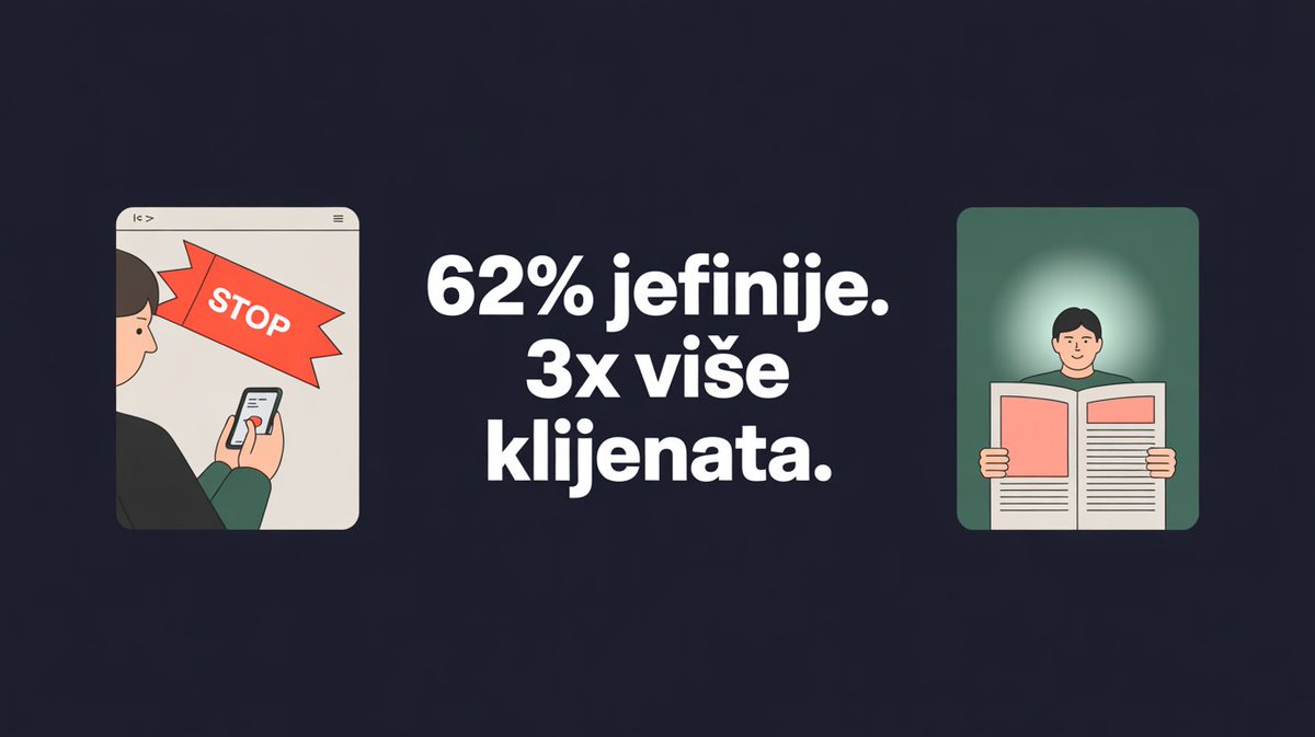 DigitalCortexM's tweet image. Content marketing košta 62% manje od klasičnog oglašavanja. I donosi 3x više klijenata.

Reklama kaže: kupi ovo.
Dobar sadržaj kaže: evo rešenja.

Jedan trošiš svaki put. Drugi radi dok spavaš. #contentmarketing #marketing