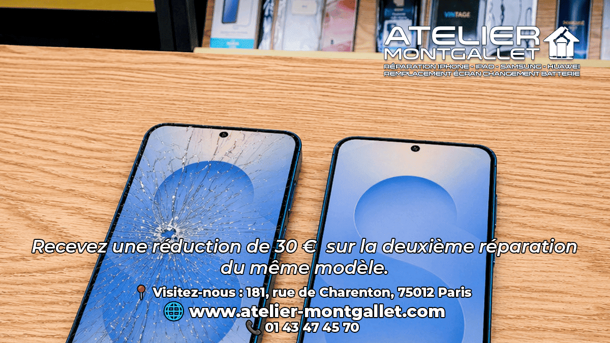 ATMontgallet's tweet photo. 📱 Ecran fissure, batterie fatiguee ou vitre arriere cassee ?
Chez Atelier Montgallet, nous reparons les telephones et tablettes rapidement.
🎉 Offre : -30 € sur la deuxieme reparation du meme modèle
Bonus QualiRepar cumulable.
https://t.co/BFUuL8v1ca
#ReparationTelephone #Paris https://t.co/9qc4VJsN5A