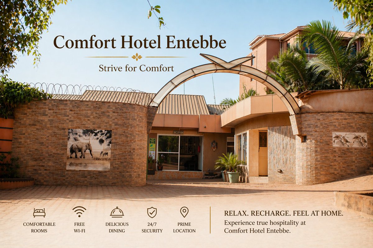 ComfortHotelUG's tweet photo. Where comfort meets peace of mind 🌿

Step into a space that feels like home, warm, secure, and welcoming every time. Relax. Recharge. Stay with us. 
📍 Just minutes from the airport for your perfect getaway.
 
#ComfortHotelEntebbe #FeelAtHome https://t.co/WI1XG6vMBR
