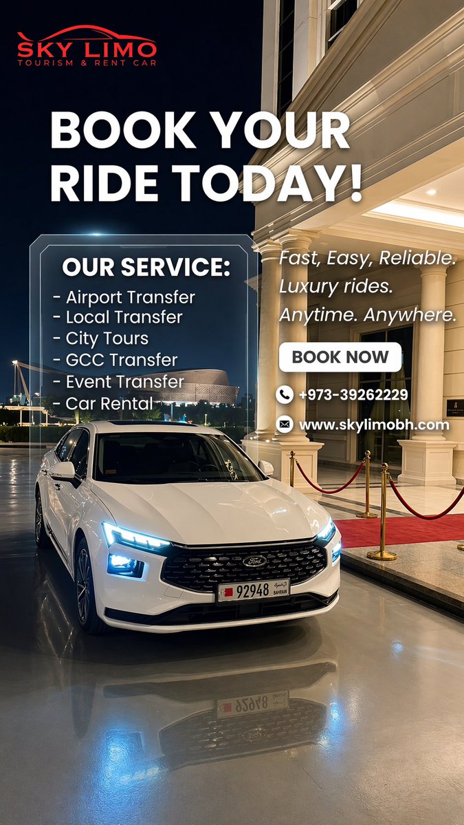 skylimo_bh's tweet image. انطلق عبر الحدود براحة وأناقة 🚗
🌍 رحلات سلسة من البحرين إلى جميع دول الخليج
🏡 خدمة فاخرة من الباب إلى الباب
🚘 سيارات فاخرة
⏰ متوفرون على مدار الساعة 24/7
رحلتك تبدأ مع سكاي ليمو
احجز الآن:
📞 +973 39262229
#transportation #PrivateTransfer #ksa #qatar #kuwait