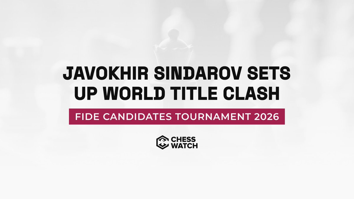 ♟️ A new challenger rises.

<a href="/GMJSindarov/">Javokhir Sindarov</a> books his spot at the World Championship after a dominant run at the <a href="/FIDE_chess/">International Chess Federation</a>  Candidates Tournament 2026!

🔗 Read the full story: chesswatch.com/news/FIDE-Cand…