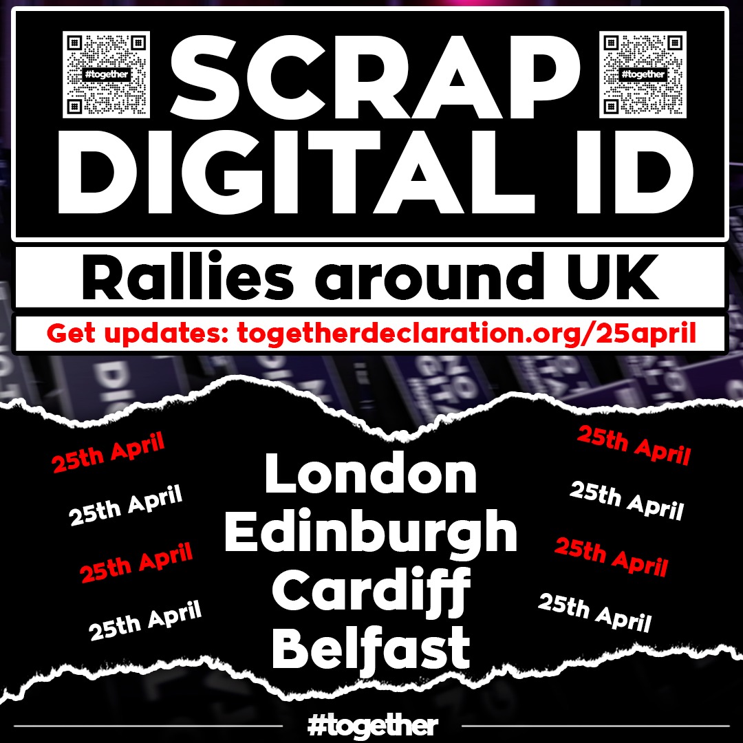 ScottBurley17's tweet photo. With “Scrap Digital ID” rallies on 25 April across the UK, will you back scrapping this undemocratic scheme? 
With local elections on 7 May, voters are watching. Please stand with your constituents and 3m who already said "no" - #ScrapDigitalID.
Take Back Democracy #together https://t.co/37juEhfZDO