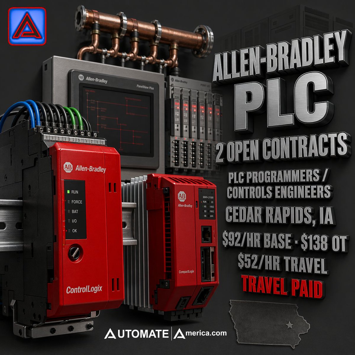 AmericaAutomate's tweet photo. Find this contract and many more at https://t.co/maIORdghXp.
#AutomateAmerica #Automation #Robotics #Engineering #FutureOfWork #AutomationContracts #IgnitionMES #AllenBradley #ControlsEngineer #PLCProgrammer #MES #DataCenter #BuildingAutomation #AmericanManufacturing https://t.co/ofEjnSVuwc