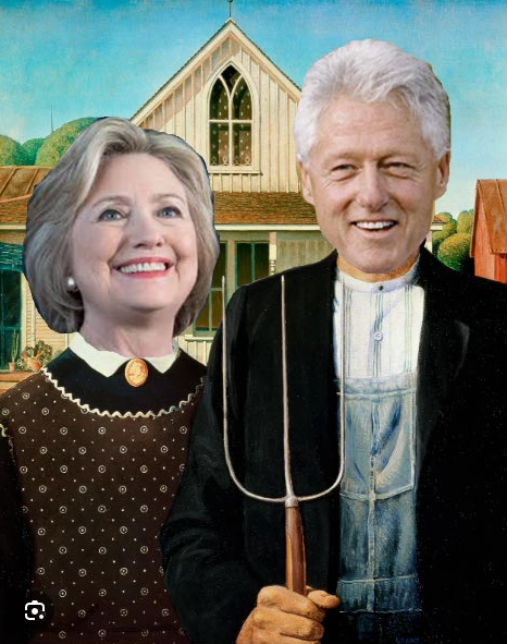 YoHus60's tweet photo. American Gothic but guess who's behind the curtain pulling the strings? https://t.co/S23LUko7Im
