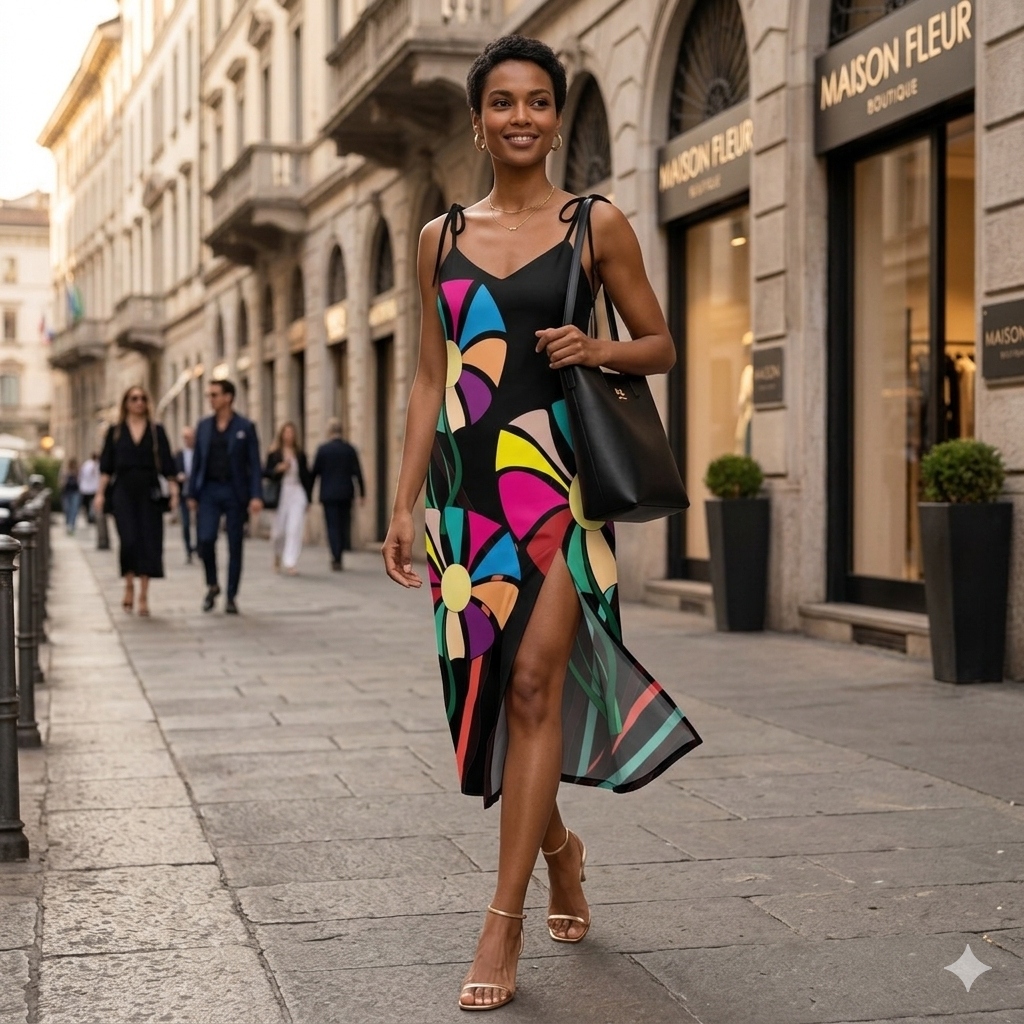 Apparelhue's tweet image. Bold Groovy Floral Tie-Strap Midi Dress! 🌸✨ Hunter green with bright abstract florals. Flattering V-neckline, tie-straps, and thigh-high slit for allure. Turn heads! 🍃💃 Shop now! #Fashion #DressUp #Style #WomensFashion #MidiDress