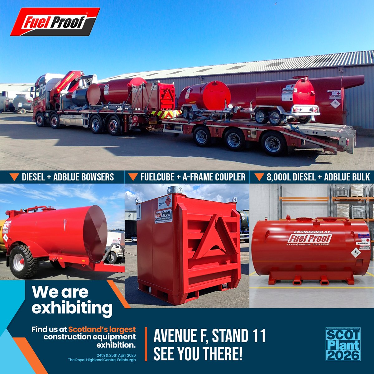 FuelProofLtd's tweet photo. See you at #ScotPlant2026! Come and meet the Fuel Proof® team on 24th &amp; 25th April at Ave. F, Stand 11. See you there!

@ScotPlantEvent 
Friday 24th - Saturday 25th April 2026
Royal Highland Centre, Edinburgh https://t.co/aEsp9bGHTx