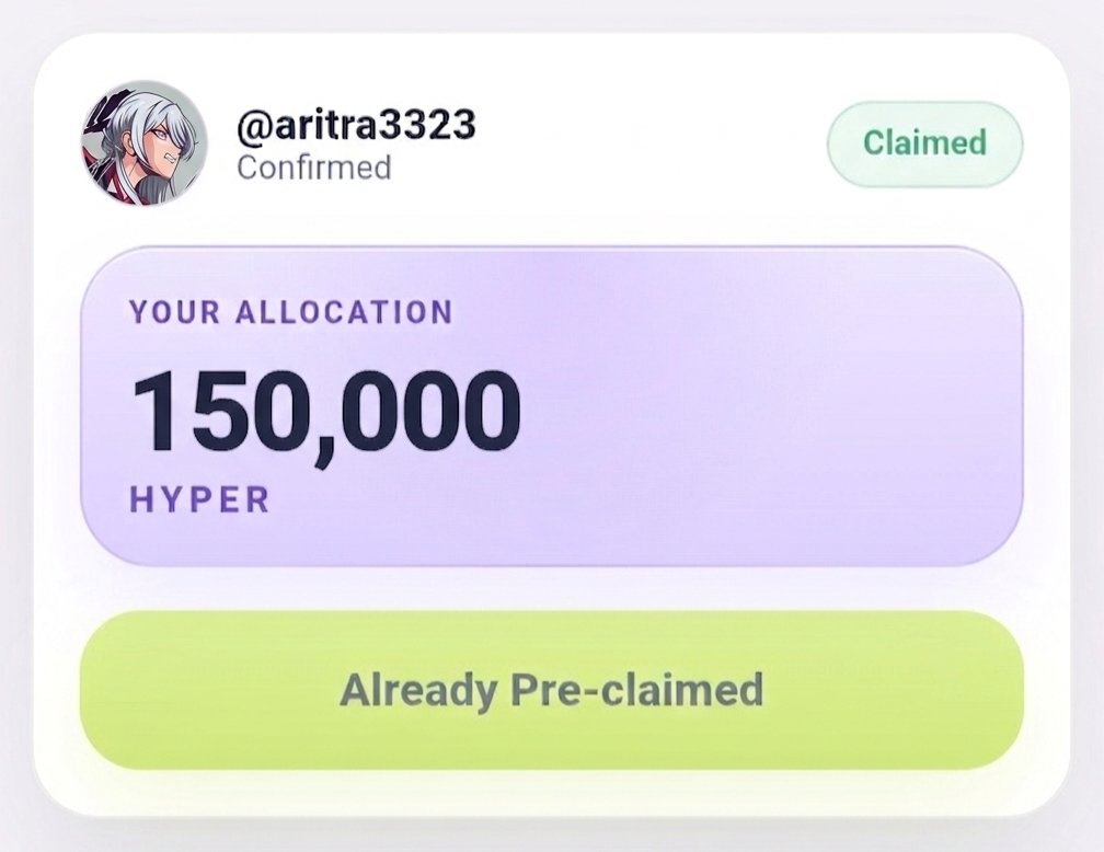 ari98818's tweet photo. Do this ASAP

Pre-claim your $HYPER airdrop on Farcaster

🔸go to https://t.co/vonBlLmOgG
🔸check your allocation
🔸 complete all social tasks
🔸click the "Pre-claim" button
🔸All done

Show your allocation👇 https://t.co/bxWJ4oHLYR