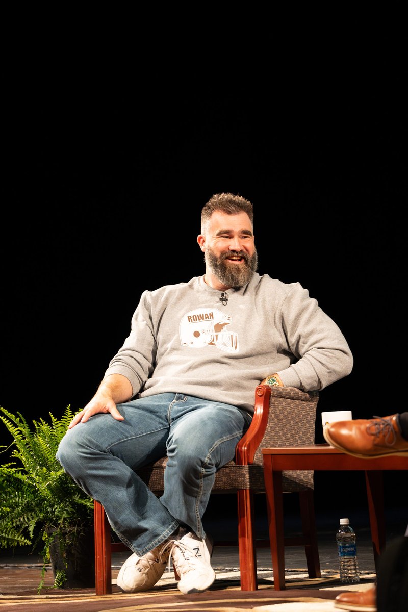 RowanSportsCAM's tweet photo. @philadelphiaeagles legend, Jason Kelce, joined us on campus last night to share more about his journey in the NFL, retirement life, and personal stories throughout his career! https://t.co/6CxwTc6vNF