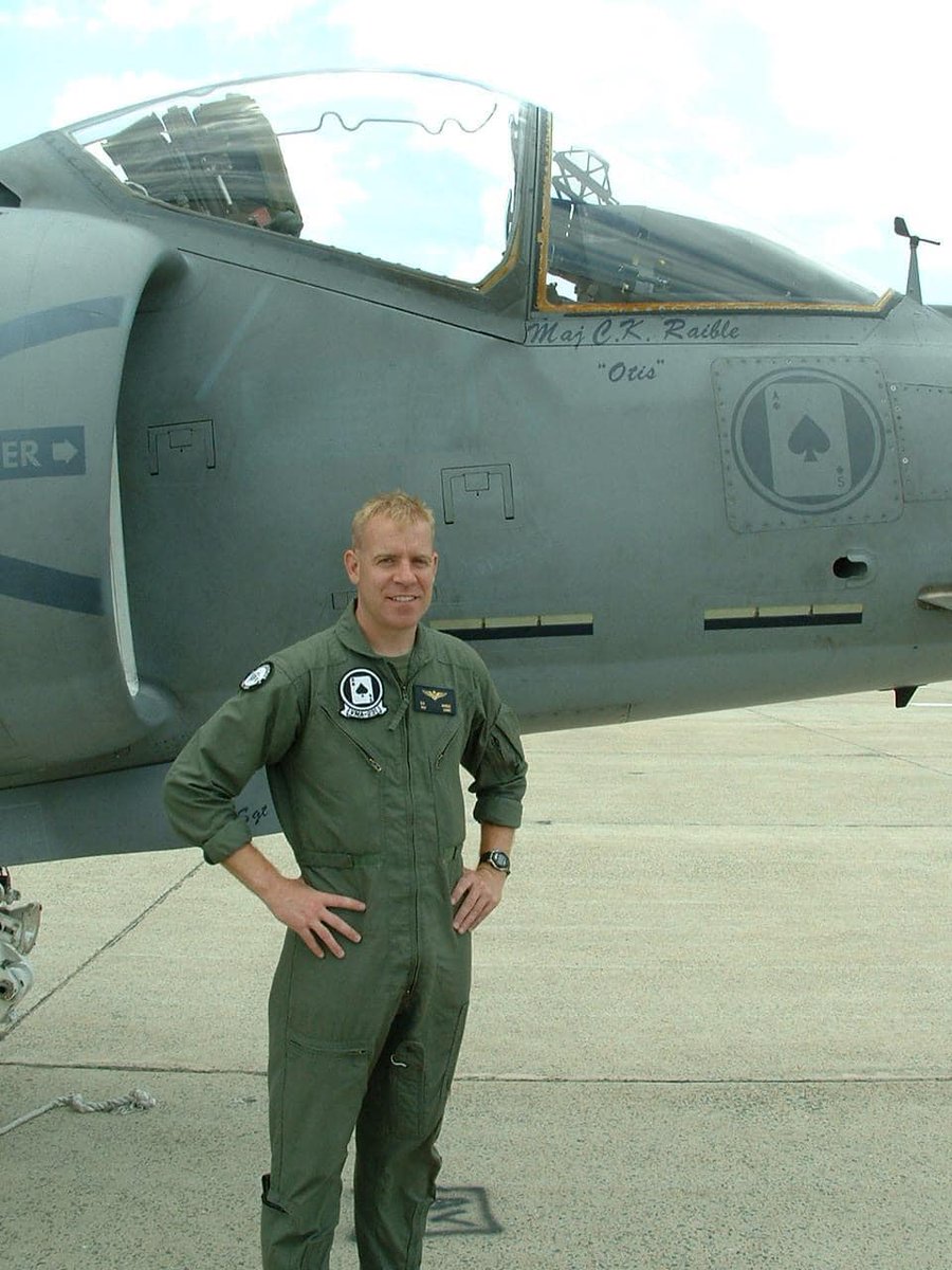 Valor_Gear's tweet photo. #heroes #harrier #Marines Lt. Col. Christopher K. Raible:  A Ferocious Harrier Pilot to the End
Defended His Base against RPG Attack with a Pistol
When 15 insurgents dressed as American soldiers infiltrated Camp Bastion Afghanistan in 2012, Raible grabbed his pistol and raced out to defend the camp while directing fellow Marines in a counter attack.  A total of 9 Harrier jets were destroyed in the ensuing battle with multiple soldiers wounded.  Seeing an insurgent wielding an RPG, Raible and fellow Marines disabled the insurgent causing his RPG to misfire.  The resulting explosion killed Raible and Sgt. Bradley Atwell while wounding many others.  Christopher Raible’s sacrifice that night resulted in many lives being saved and ultimately showed that whether he flew a Harrier or was on the ground, he was a man to be reckoned with. I met a Harrier pilot recently who suggested I do this story and so in honor of a brave American Patriot:  Thank you Christopher Raible for the inspiration you were to other Americans. You are gone from us too soon, but your Valor lives forever. Valor is in you.  Set it free.