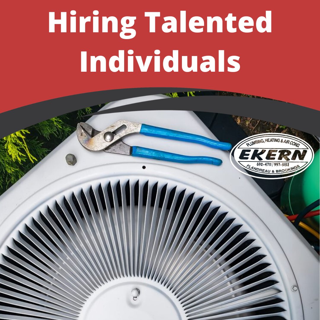EkernHVAC's tweet image. We are looking for knowledgable, friendly individuals to join our team. Visit wwww.ekernsd.com/employment for more information! #SouthDakota #Plumbing #HeatingAndCooling