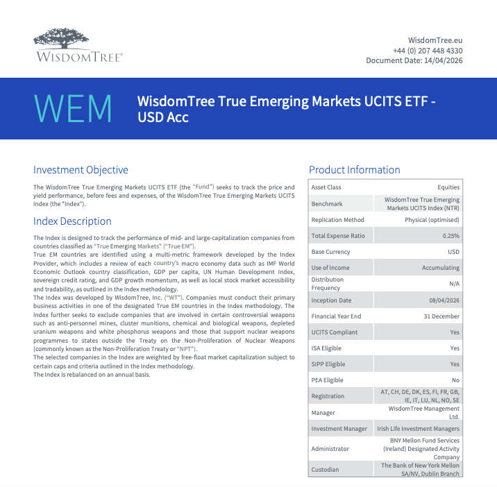 NCheron_bourse's tweet photo. Nouvel ETF pays émergents signé WisdomTree !

❌ Sans la Corée du Sud
❌ Sans la Chine
❌ Sans Taïwan

Et c'est tant mieux.

Ces 3 économie n'ont plus rien à voir avec la notion de pays émergents : 

- Taïwan roi des semi-conducteurs,
- Corée dans l'OCDE depuis 1996,
- Chine 2e économie mondiale.

Le "WEM" ajoute également des pays comme le le Vietnam ou l'Argentine : des économies jeunes, peu accessibles sur les marchés.

ISIN : IE000Q1M7HB8
Frais : 0,25%
Dividendes : Capitalisant 

Seul bémol : l'ETF n'est pas éligible au PEA...

Merci @ETF_Prince pour la nouvelle !
(Pour vous tenir au courant des actus ETF, c'est le compte à suivre.)