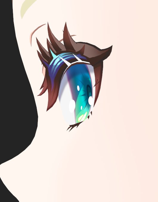 YabaiModeling's tweet photo. 目テクスチャ進捗!
イラストっぽく、横から見ると凹んで見える表現

瞳の輪郭はアルファを使わずに白でぼかして、
凹みの裏面に白目と同じ色のメッシュを重ねました
（顔のアウトラインが裏面に出てしまいカリング不可のため） https://t.co/hRF67T51VN