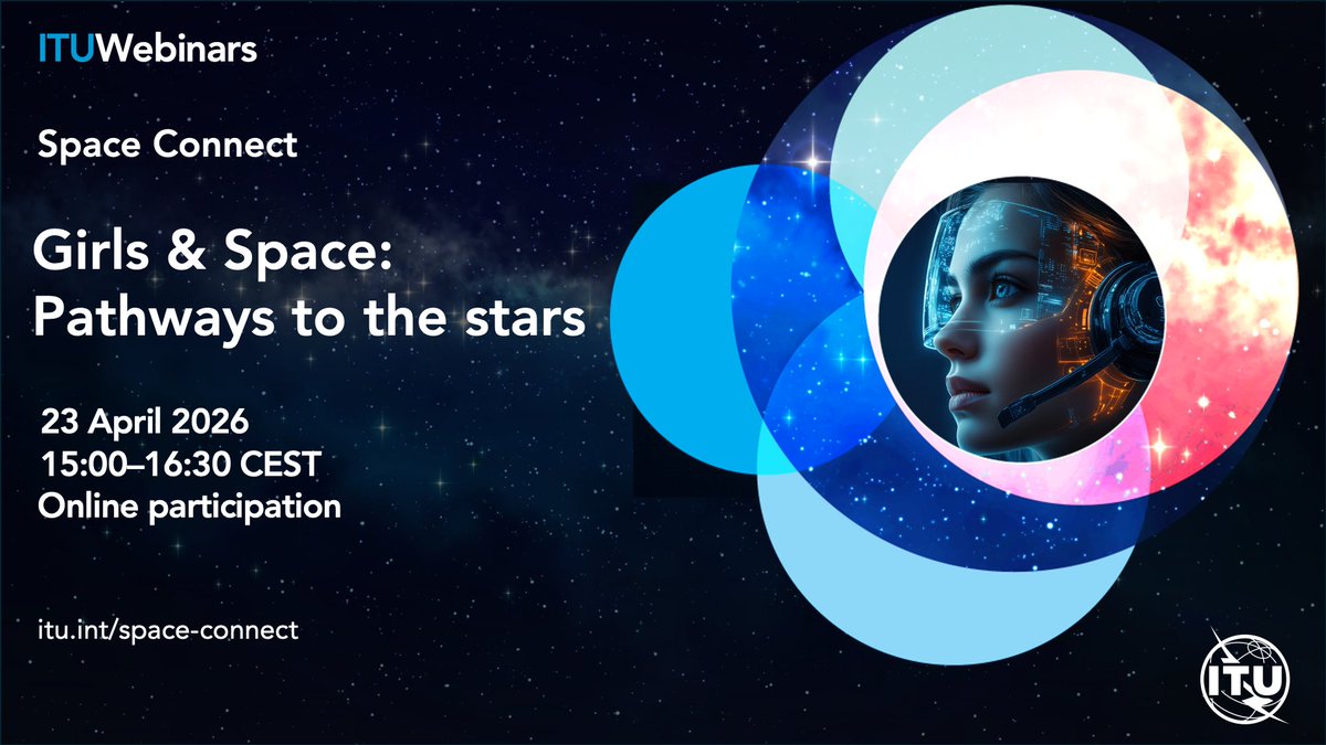 ITUSecGen's tweet photo. A drone pilot from Malawi.
A scientist tracking methane from orbit.
An artist who collaborates with CERN.
A hydrologist turning satellite data into climate action.
Don't miss our special edition of #SpaceConnect for #GirlsInICT Day!
https://t.co/rq5joX77rH https://t.co/Bj1IPYFsyn