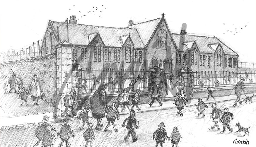 NormanSCornish's tweet photo. In the footsteps of Cornish the iconic Rosa St School one of the earliest buildings in Spennymoor in close proximity to other popular Cornish subjects https://t.co/eBwlS8qaNn