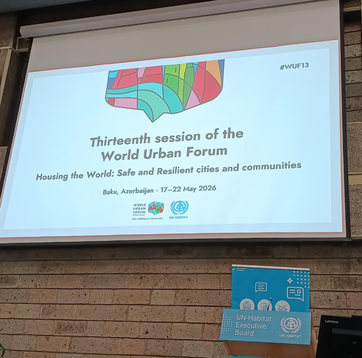 WUF13Azerbaijan's tweet photo. On 21–22 April, the first session of the 2026 Executive Board of UN-Habitat was held.

During the session, extensive information was provided on the preparations for the Thirteenth Session of the World Urban Forum (WUF13). Particular emphasis was placed on the long-term strategic importance of WUF13 for the global agenda on sustainable urban development.

During the meeting, a report delivered by Permanent Representative Sultan Hajiyev on behalf of Azerbaijan and Somalia, as co-chairs of the Intergovernmental Working Group on the “Adequate Housing for All” resolution of UN-Habitat, was heard regarding the 2026 workplan.

Attention was also drawn to the participation of the delegation led by Anar Guliyev, Chairman of the State Committee on Urban Planning and Architecture and National Coordinator of WUF13, in the Second Africa Urban Forum (AUF2), held in Nairobi on 8–10 April this year, as well as to the substantive linkages between AUF2 and WUF13. Member States were also informed about the planned activities within the framework of WUF13 and other global events to be held throughout the year.

#WUF13 #WUF13Azerbaijan #Baku2026 #WorldUrbanForum