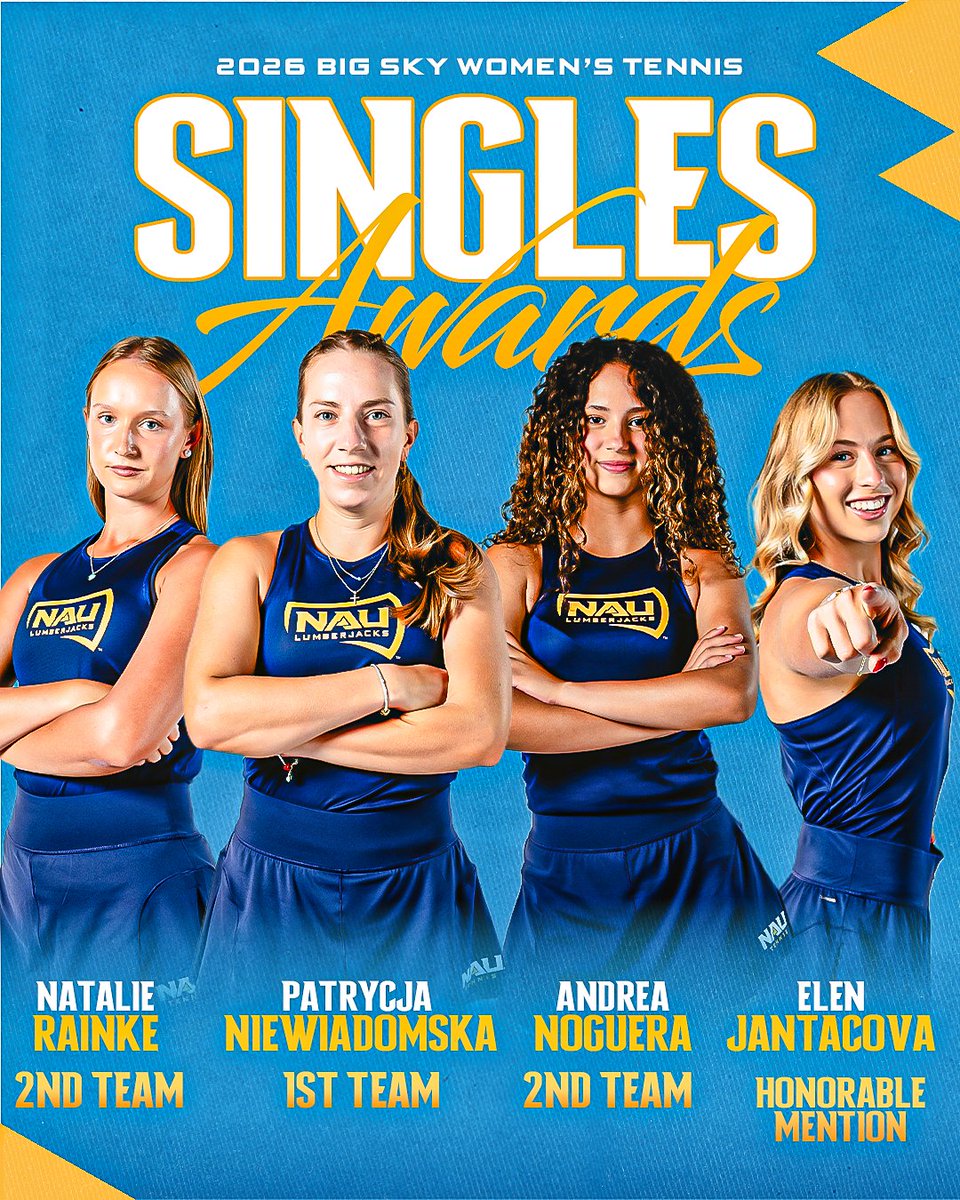 NAUWomensTennis's tweet photo. Congratulations to our four Lumberjacks who received nods to the @BigSkyConf All-Conference Singles First Team!

#RaiseTheFlag | #BigSkyTennis https://t.co/bfcDadLhjD