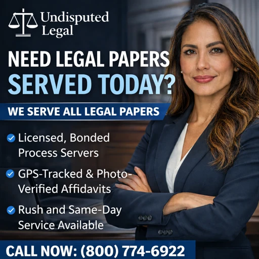 UndisputedLegal's tweet photo. Process service, done right. Licensed and bonded servers. GPS-verified, photo-documented affidavits. Rush and same-day available across all 50 states. Undisputed Legal — (800) 774-6922. #processserver #processservice #servelegalpapers https://t.co/QTtnEoa4Ac