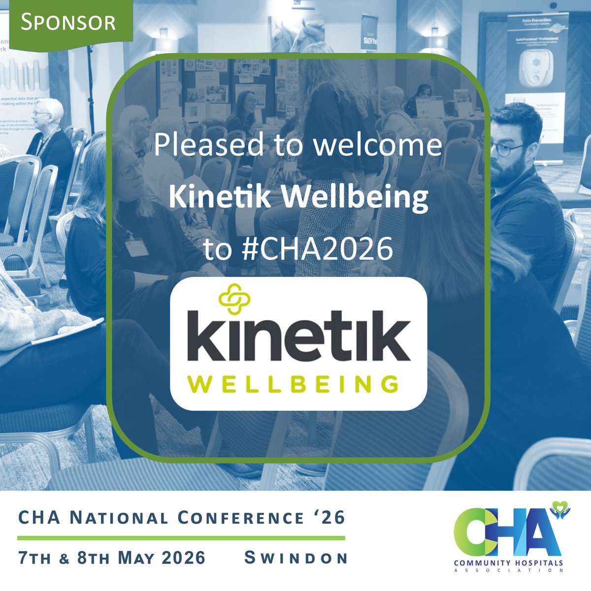 CommHospUK's tweet photo. Pleased to welcome @KinetikWB as a sponsor of #cha2026, 7th and 8th May in Swindon. An NHS supplier of clinically validated medical devices supporting better patient outcomes and cost-effective care. Come and meet the team. https://t.co/WAEJa8Cnoy 
👉 https://t.co/VzJLumCF77 https://t.co/BvpyClQKKs