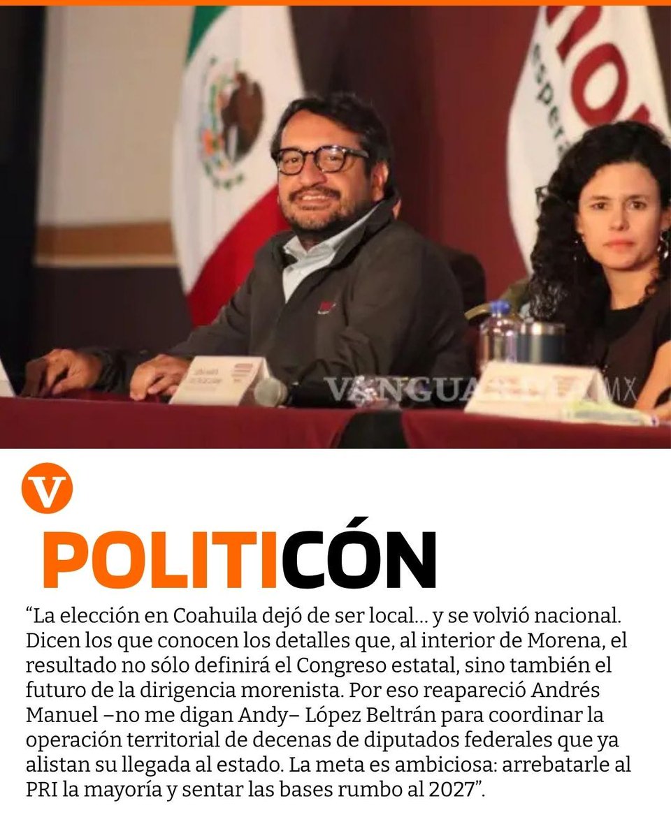 “Morena se juega el futuro de la dirigencia nacional en Coahuila”: Hoy les hablo sobre el tema en los primeros dos puntos de mi columna.

🔗 Conoce más detalles aquí. 👉 bit.ly/4tCJura