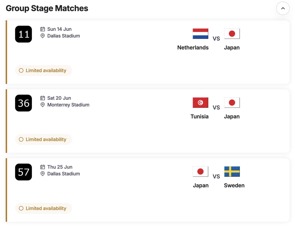 CLOWD_RYOHEI's tweet image. オランダ戦・チュニジア戦・スウェーデン戦、全てチケット確保しました！現在の時点でまだ結構な枚数残っていました。

他の国のチケットも結構残っていそうでした！雰囲気的には列ごとでごそっと出品されている形です。

#FIFA #samuraiblue