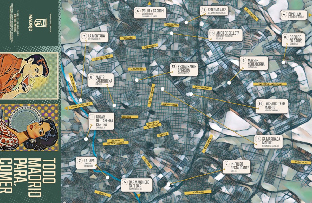 Esta semana presentamos el nuevo mapa ilustrado Todo Madrid Para Comérselo junto al Ayuntamiento de Madrid. Un mapa gastronómico que recoge 15 direcciones alejadas de los circuitos habituales y que reflejan lo que es Madrid hoy.