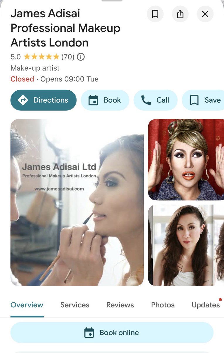 jamesadisai's tweet image. ❤️Thank so much for all genuine 70 Five Star Google Reviews🥰. Thank you for putting your trust in us ☺️. We will continue giving our services to you with passion and care ❤️❤️
Learn more about us: jamesadisai.com/james-adisai.h…
#mua #mualondon #makeupartists #makeuphair #makeupartist