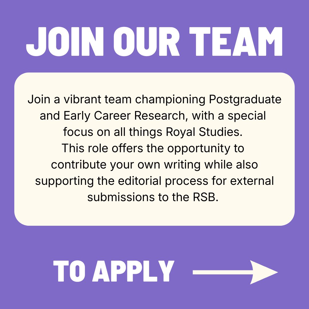 royalstudies's tweet photo. Are you a postgrad or early career researcher? Then the Royal Studies Blog is perfect for you! 👑We are calling for people to join our blog team! The role offers the opportunity to contribute your own writing while also supporting the editorial process for external submissions. https://t.co/f2MpsJAMaC