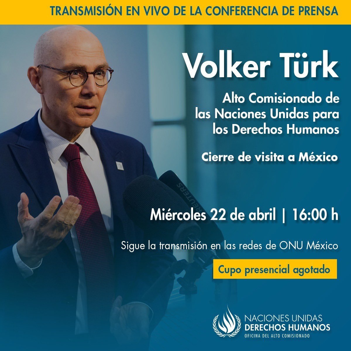 cenejyd's tweet photo. En unas horas, el @UNHumanRights Volker Türk dará una rueda de prensa sobre su visita a México, y señalará sus conclusiones sobre el estado de los derechos humanos en México. 👇👇 https://t.co/vRd24cncLY