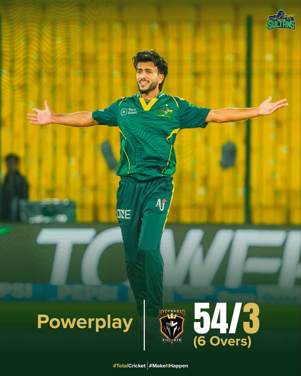 MultanSultans's tweet image. Powerplay done 🙌
Ismail grabs 3 wickets in the powerplay. An amazing outing he is having. 👑

#totalcricket #makeithappen #HBLPSL