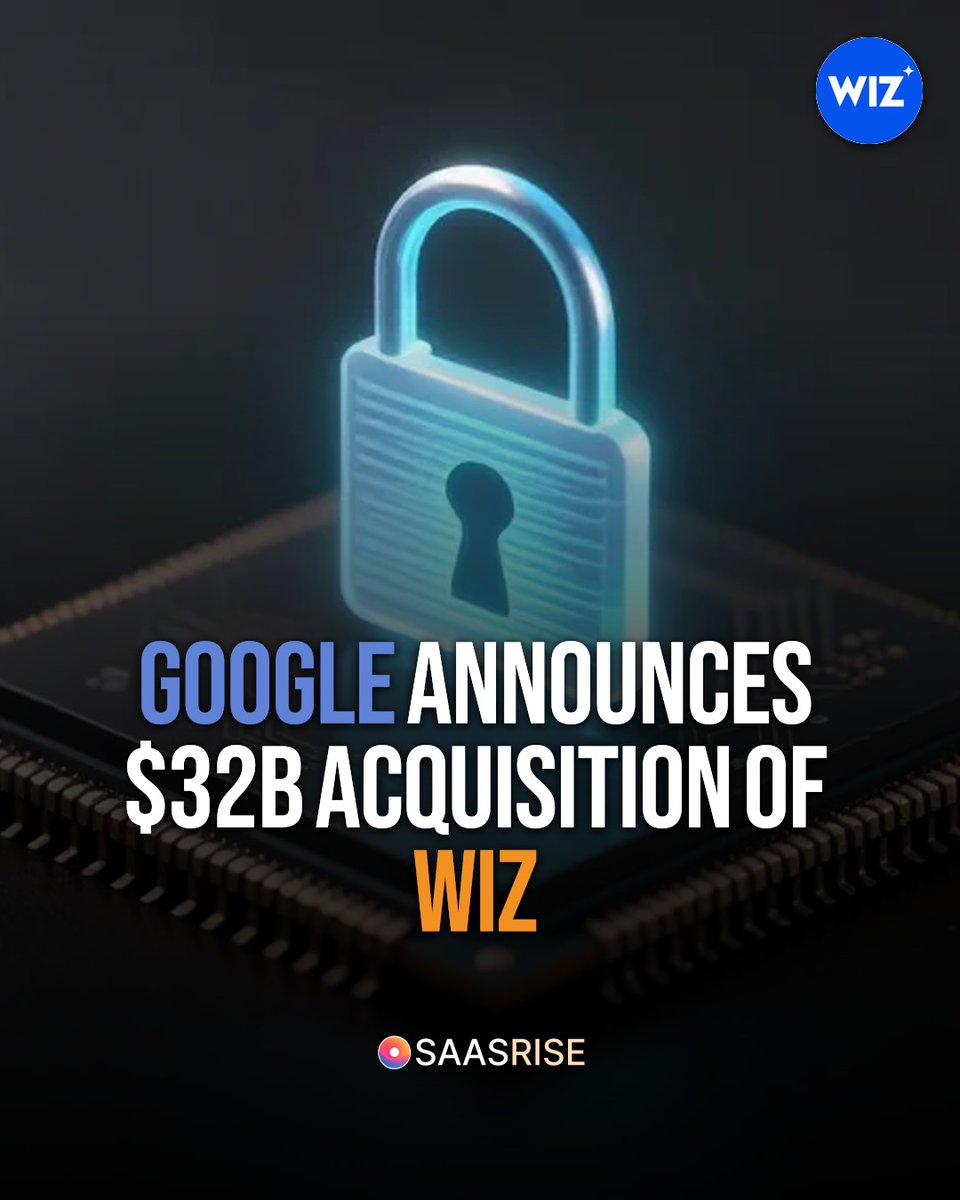 saasrise's tweet photo. 🤖 Google announces $32B acquisition of Wiz - Google announced at Cloud Next ’26 that it will acquire cloud‑security firm Wiz for $32 billion, integrating its platform into Google Cloud’s AI‑driven security agents to boost protection across...

https://t.co/ExmAlRmIRY https://t.co/GZ6JHPYbK9