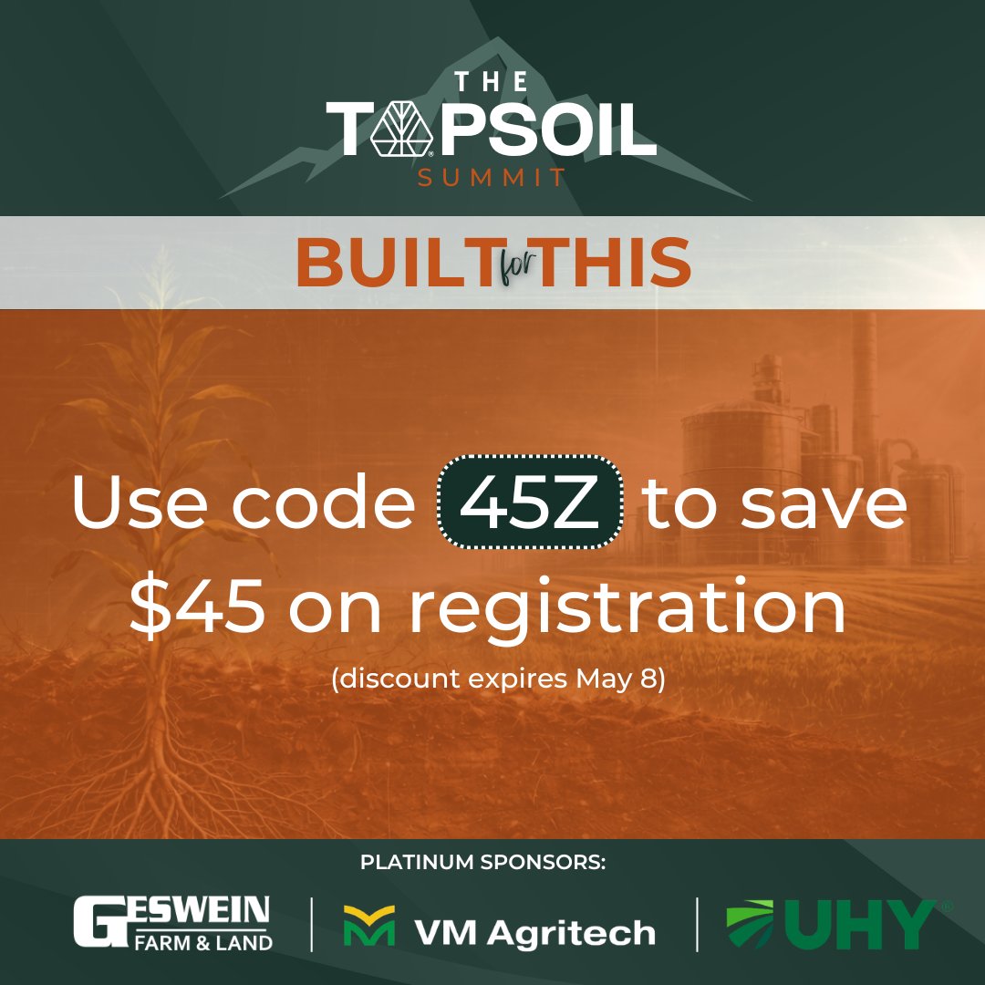 45Z is coming. Are you ready?

Join us June 10 for:
✔️ Industry insights
✔️ Farmer networking
✔️ Meals + music at the farm

🎟️ Save $45 with code 45Z

Get Registered! continuum.ag/hs/payments/tv…

#45Z #BuiltForThis #FarmerEvent #AgEvent