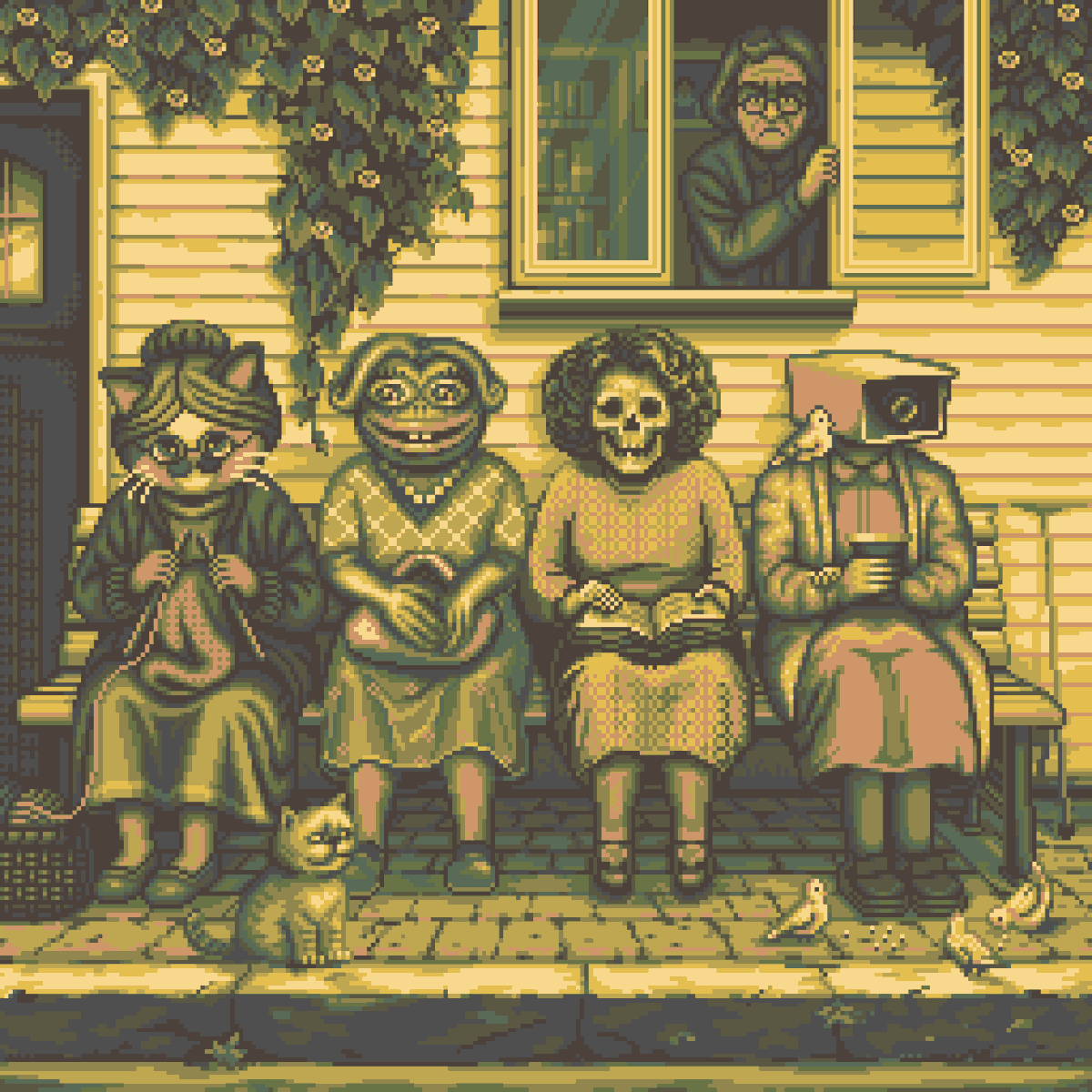 Day 987 The Gossip Bench

I would call this canvas, a hidden gem, it is hilarious. Great work from BP team. 

Just minted The Gossip Bench on <a href="/basepaint_xyz/">BasePaint</a>! Join hundreds of pixel artists creating onchain art. Limited 24h mint window - don't miss out! 🎨 basepaint.xyz/mint/987