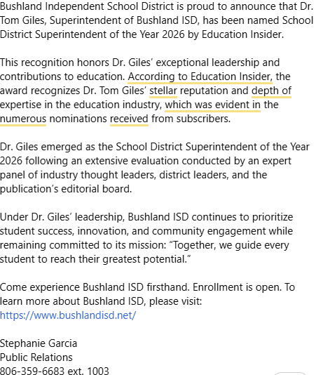 BushlandISD's tweet photo. https://t.co/P3by7quzD9