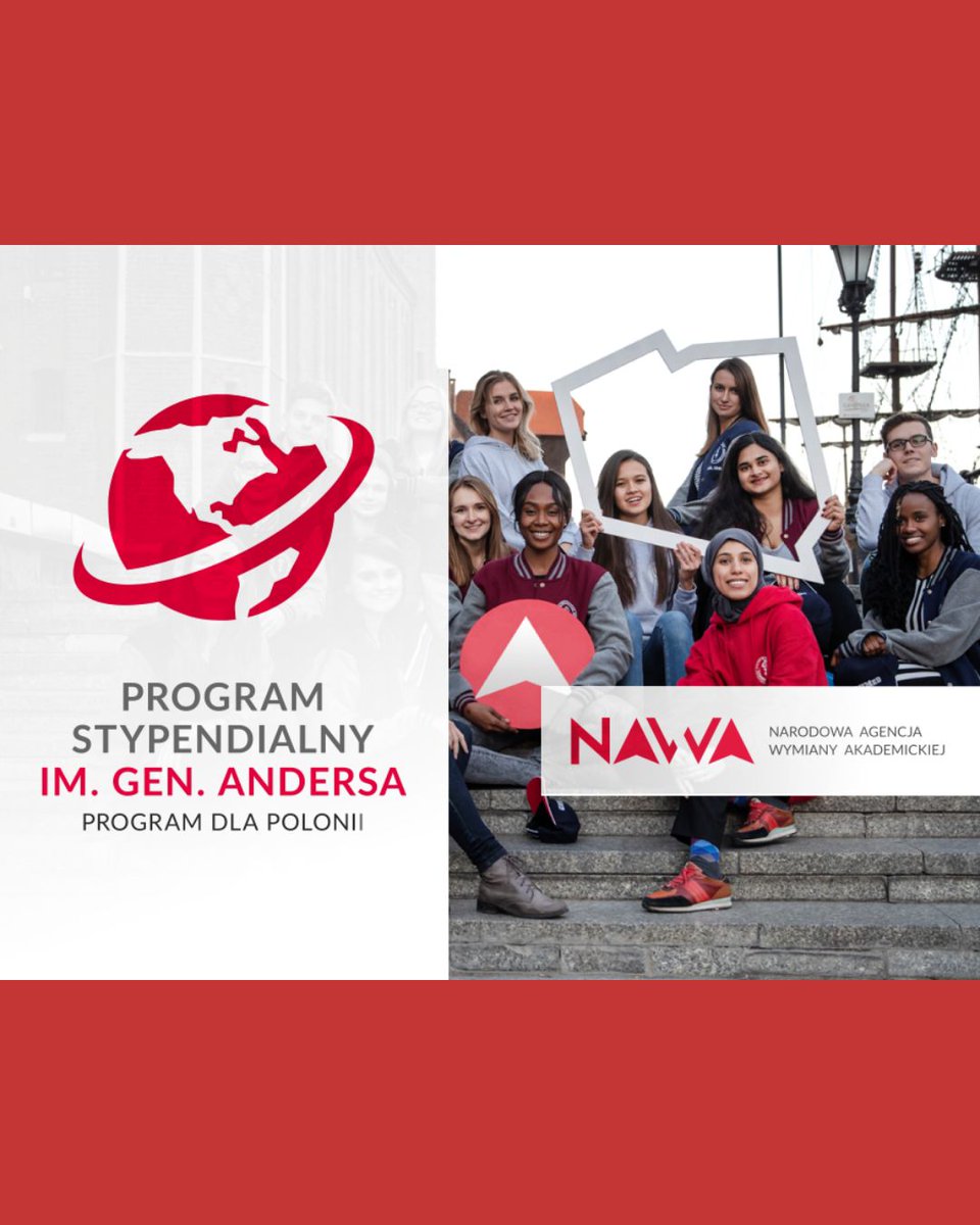 PLnoBrasil's tweet photo. Programa de Bolsas Gen. Władysław Anders – inscrições abertas! Para pessoas de origem polonesa estudarem na Polônia (graduação/mestrado, em polonês). Bolsa mensal + benefícios. Prazo: 21/05 (mestrado) e 09/07/2026 (grad.). Info: https://t.co/9K05oA4RC2 https://t.co/LTvA15LXRq