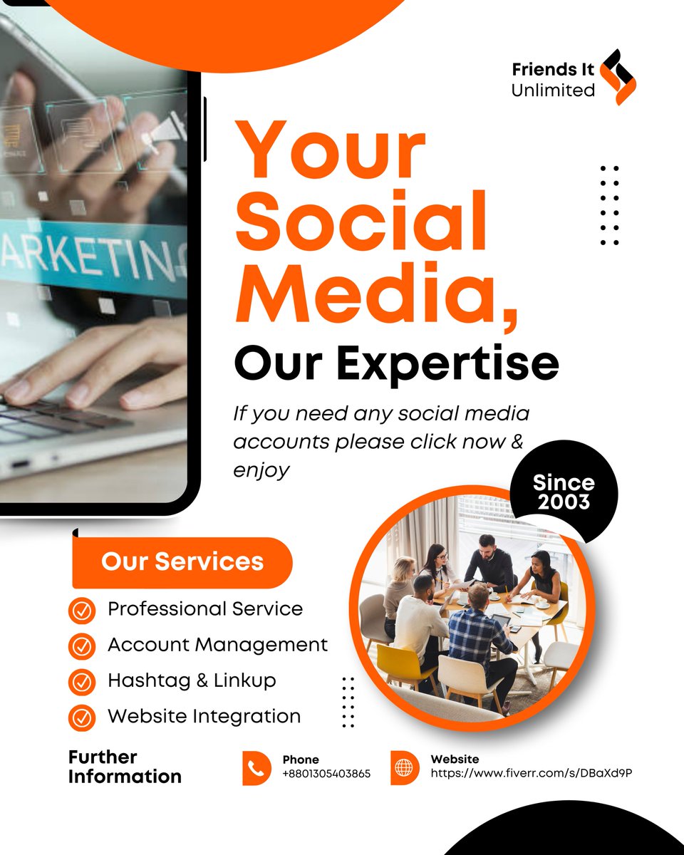 friendsmtuch23's tweet image. Grow your brand with expert Social Media Management 🚀

I will perfectly create, set up and optimize social media accounts professionally

👉If you need social media accounts
👇 
Click here: fiverr.com/s/e64Bawj

#badhan_chandra #media #fiverr #fiverrseller #usa #social #setup