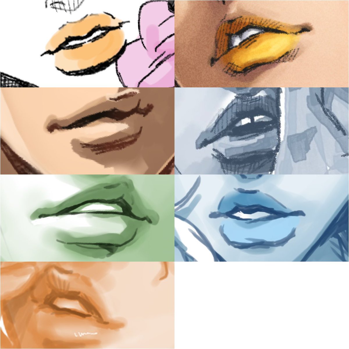 口角上がってるけど笑ってない絵を描くのが好き。あと歯見せがち