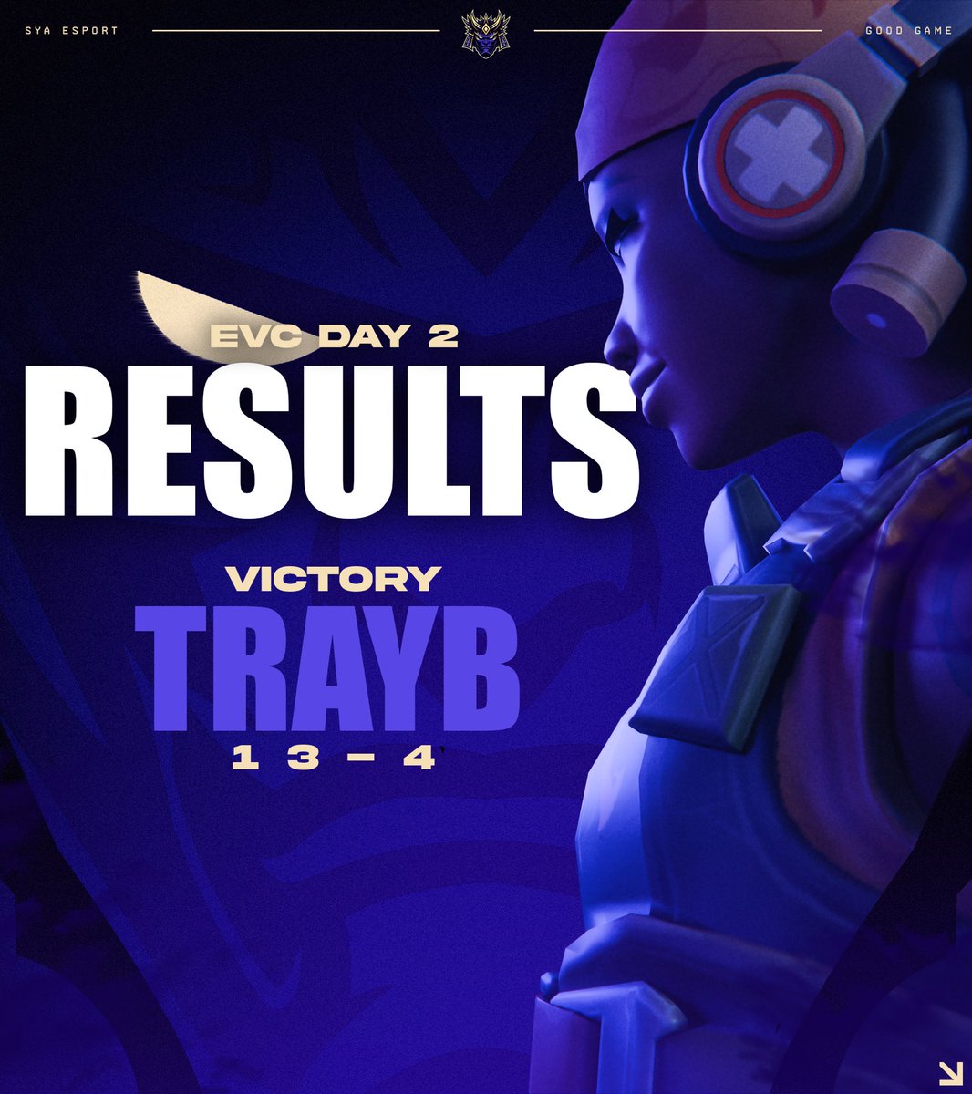 Victoire 😗 

On commence cette soirée par une victoire !

1️⃣3️⃣ - 0️⃣4️⃣

GG #TRAYB 🫡 

#SYAWIN 💙