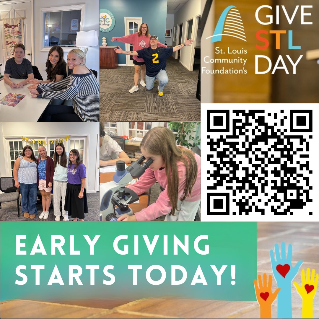 AcademyEyc's tweet image. Scan the QR code or click the link to visit our page!

mtyc.co/r4e42f

#WeAreEYC #EYCAcademy #StudentCentered #LearnYourWay #SmallSchoolBigImpact #GiveSTLDay #EarlyGiving #SupportEYC
