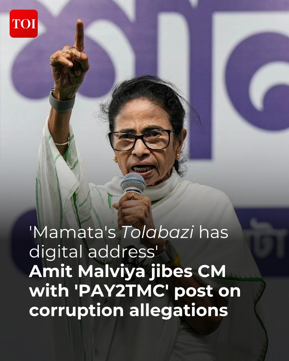 timesofindia's tweet image. BJP’s IT cell chief #AmitMalviya launched a scathing attack on the Trinamool Congress chief #MamataBanerjee, using a '#PAY2TMC' and 'Tolabazi' jibe to target her party over alleged corruption and cash-for-service politics ahead of assembly polls.

More details